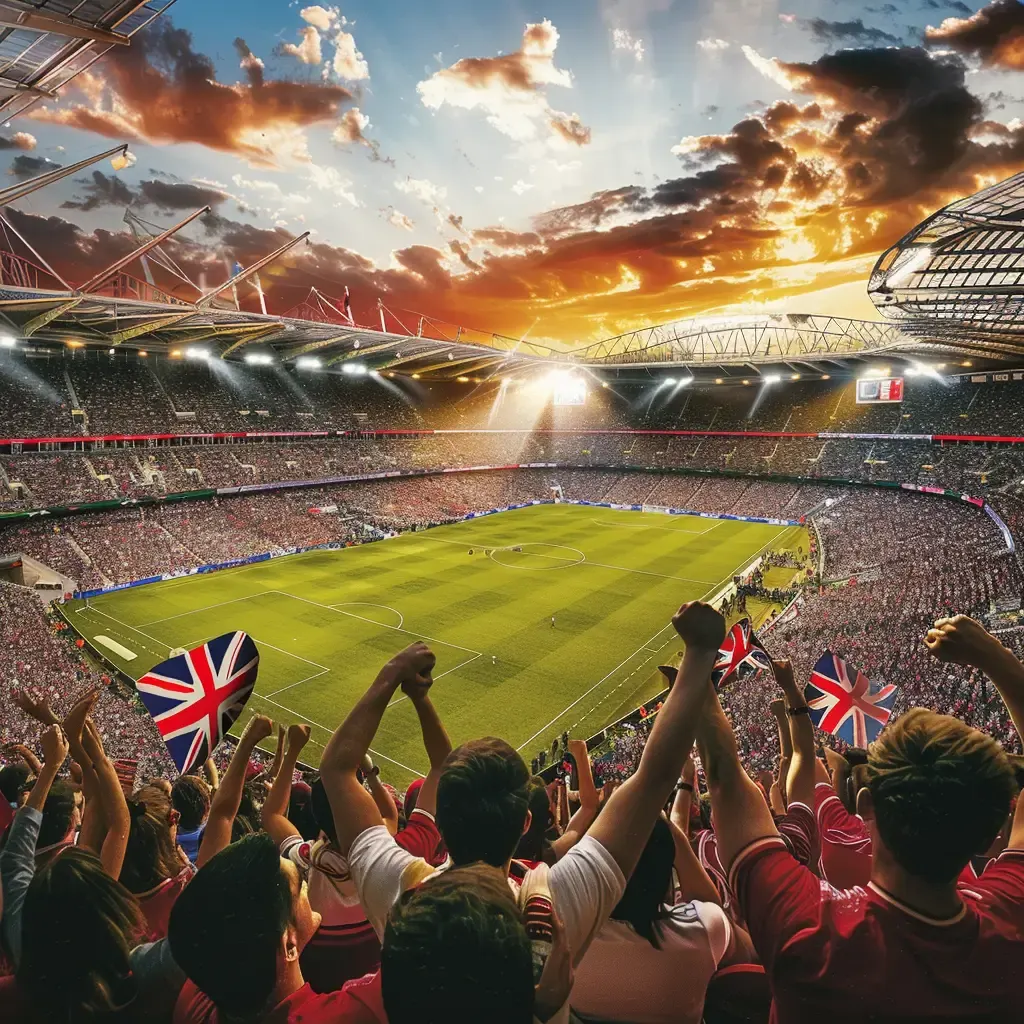 England's sports culture football stadium is full of cheering fans.