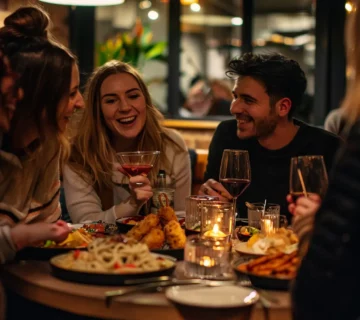British Leisure Activities A group of friends enjoying dinner